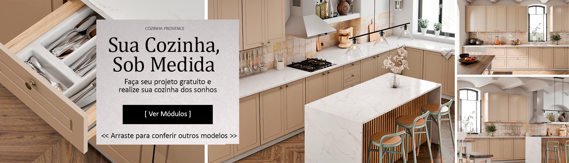 Cozinha Modulada Provence Fendi com Fendi Matte Cozinha Modulada Provence Fendi com Fendi Matte