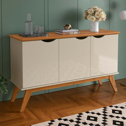 Buffet Aparador 122cm 3 Portas Pés Madeira Prism 1.2 Patrimar Off