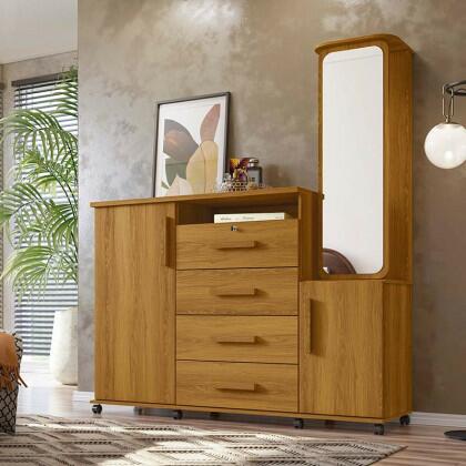 Cômoda Grande Com Espelho Giratório 163cm Copacabana Lukaliam Freijo
