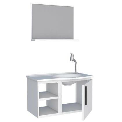 Conjunto Gabinete Para Banheiro Aço com Espelho 62x37x36cm Caju 60