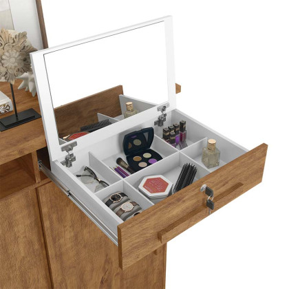 Cômoda Grande Portas de Correr Espelho 176cm Max New Lukaliam Freijo