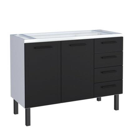 Gabinete de Aço Para Pia 120cm 2 Portas 4 Gavetas 117x91x52cm Juno