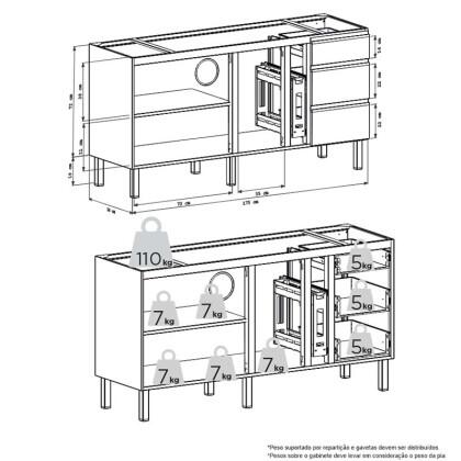 Cozinha Completa Gaia 180 Cozimax | Loja de Móveis Online