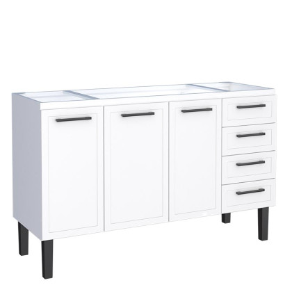 Gabinete de Aço Para Pia 150cm 3 Portas 4 Gavetas 144x91x52cm Juno