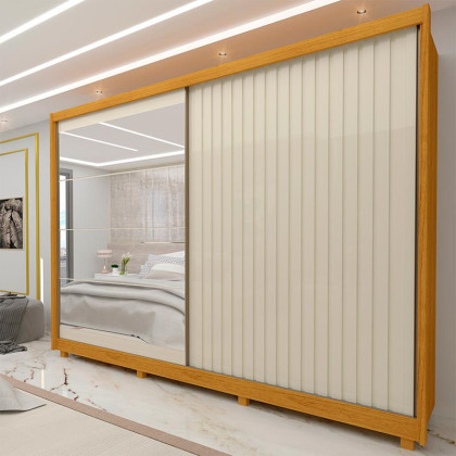 Guarda Roupa Grande Apolo Ripado Com Espelho 2 Portas 278x239