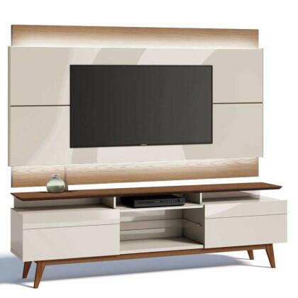 Rack com Painel Para TV Off White/Freijo Com LED Imcal Classic