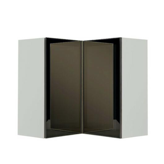Módulo Armário Aéreo Canto L 88x76x34cm Vidro Reflecta 100% MDF Cozinha Provence Robel Branco