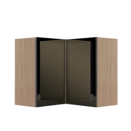 Módulo Armário Aéreo Canto L 68x76x34cm Vidro Reflecta 100% MDF Cozinha Provence Robel Hanover