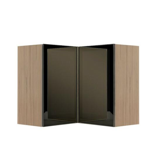 Módulo Armário Aéreo Canto L 68x96x56cm Vidro Reflecta 100% MDF Cozinha Provence Robel Hanover
