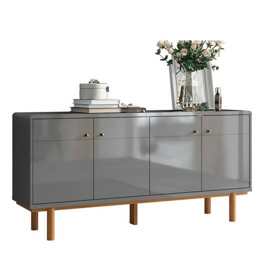 Buffet Balcão Sala 4 Portas 160cm Catar Lukaliam Cinza Perolizado/Tauari