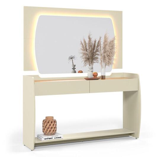 Aparador Com Espelho Sala Estar Sublime Gelius Off White/Naturale