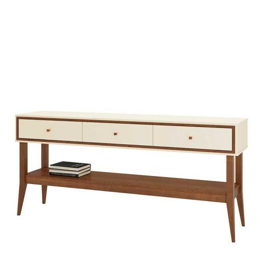 Aparador Retrô 3 Gavetas 154cm Bari EDN Off White/Naturale