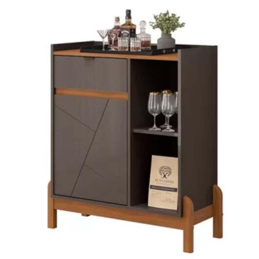 Aparador Bar Pequeno 81cm Bari Casa D Cinza/Cedro