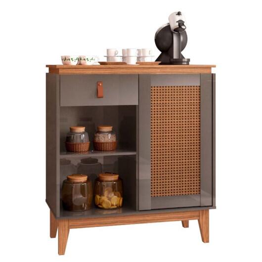 Aparador Cantinho Café 80cm 1 Gaveta Rubi Casa D Cinza/Noce
