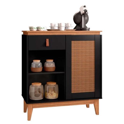 Aparador Cantinho Café 80cm 1 Gaveta Rubi Casa D Preto/Noce
