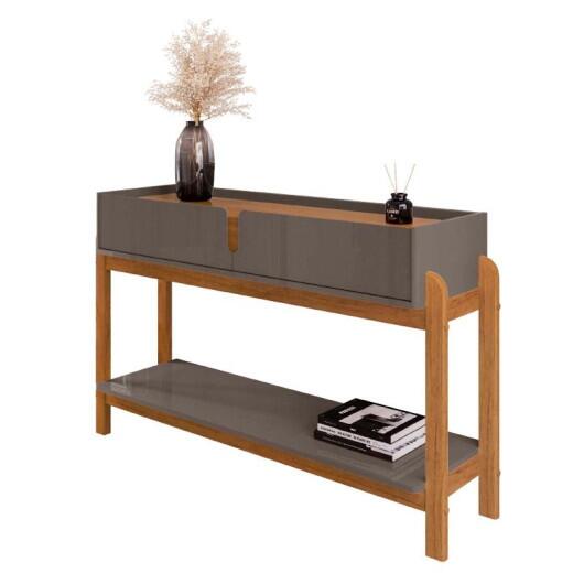 Aparador 130cm 2 Gavetas Sala Lizz Casa D Cinza/Cedro