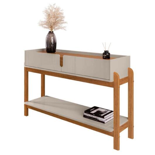 Aparador 130cm 2 Gavetas Sala Lizz Casa D Off White/Cedro