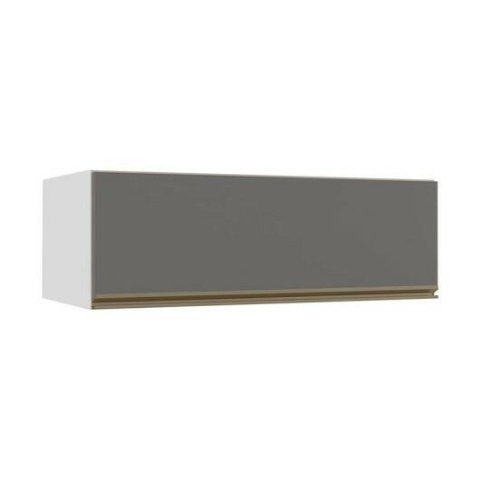 Módulo Armário Aéreo 120cm Porta Basculante 100% MDF Cozinha Modulada Gold J Robel Branco/Cinza Matte