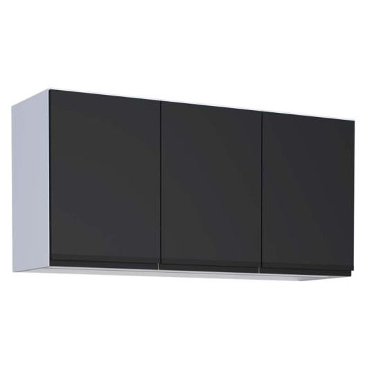 Armário Aéreo Aço 3 Portas 115x55x32cm Cozinha Gaia 120 Cozimax Preto