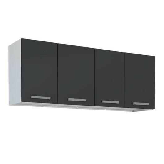 Armário Aéreo de Cozinha 4 Portas Eros Flat 150 Cozimax Preto