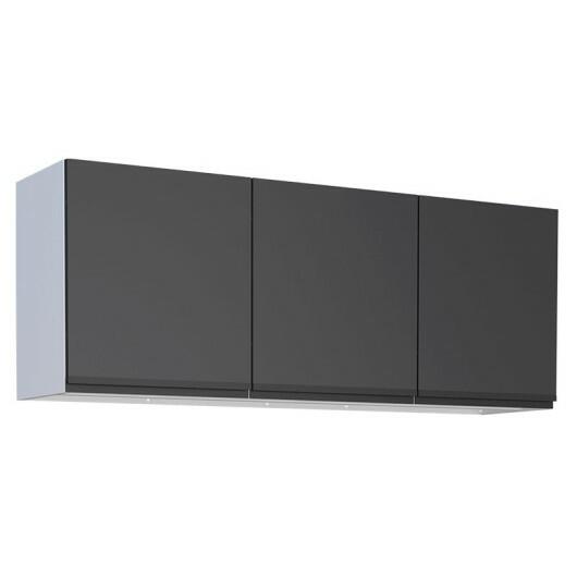 Armário Aéreo Aço 3 Portas Cozinha Gaia 150cm Cozimax Preto