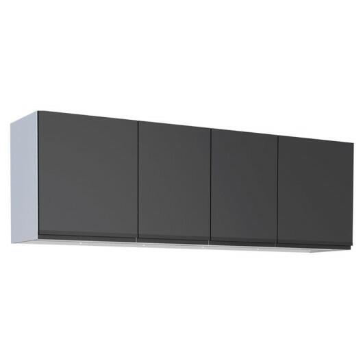 Armário Aéreo Aço 4 Portas Cozinha Gaia 180cm Cozimax Preto