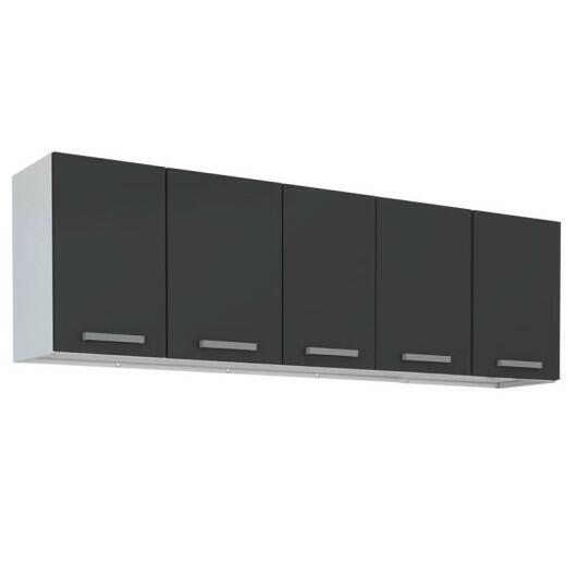 Armário Aéreo de Cozinha 5 Portas Eros Flat 200 Cozimax Preto
