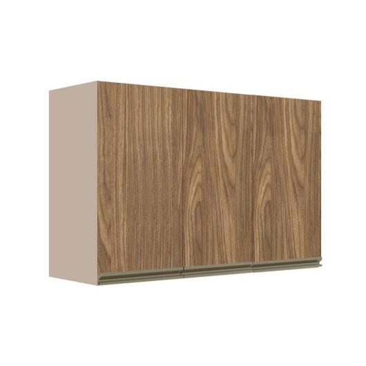 Módulo Armário Aéreo 68x120x34cm 3 Portas 100% MDF Cozinha Modulada Gold J Robel Fendi/Amendoeira BP