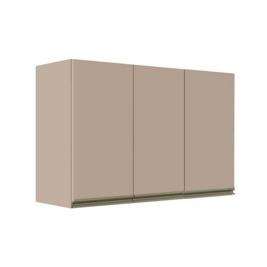 Módulo Armário Aéreo 68x120x34cm 3 Portas 100% MDF Cozinha Modulada Gold J Robel Fendi/Fendi Matte