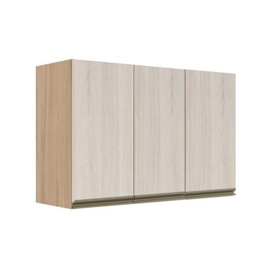 Módulo Armário Aéreo 68x120x34cm 3 Portas 100% MDF Cozinha Modulada Gold J Robel Hanover/Aspen