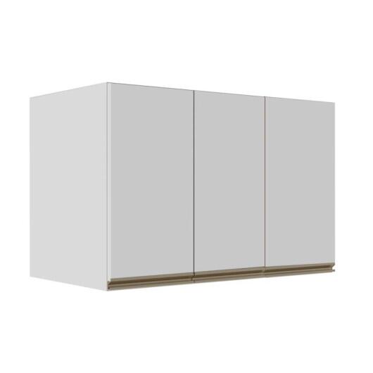 Módulo Armário Aéreo 68x120x56cm 3 Portas 100% MDF Cozinha Modulada Gold J Robel Branco/Branco Matte