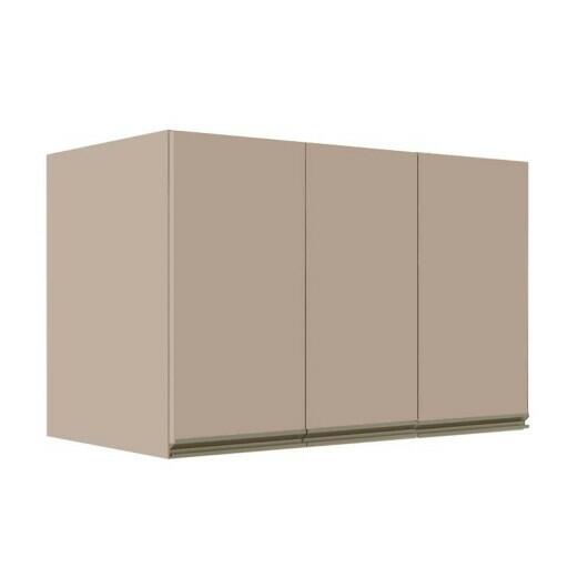 Módulo Armário Aéreo 68x120x56cm 3 Portas 100% MDF Cozinha Modulada Gold J Robel Fendi/Fendi Matte