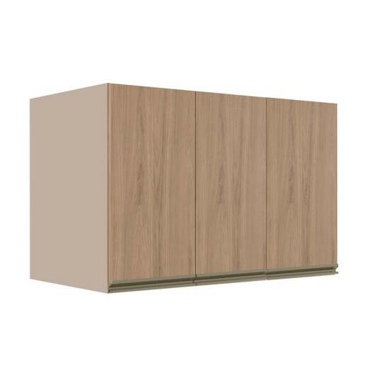 Módulo Armário Aéreo 68x120x56cm 3 Portas 100% MDF Cozinha Modulada Gold J Robel Fendi/Hanover