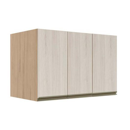 Módulo Armário Aéreo 68x120x56cm 3 Portas 100% MDF Cozinha Modulada Gold J Robel Hanover/Aspen