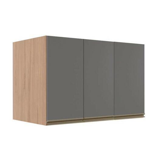 Módulo Armário Aéreo 68x120x56cm 3 Portas 100% MDF Cozinha Modulada Gold J Robel Hanover/Cinza Matte