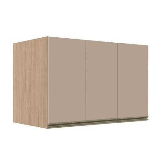 Módulo Armário Aéreo 68x120x56cm 3 Portas 100% MDF Cozinha Modulada Gold J Robel Hanover/Fendi Matte