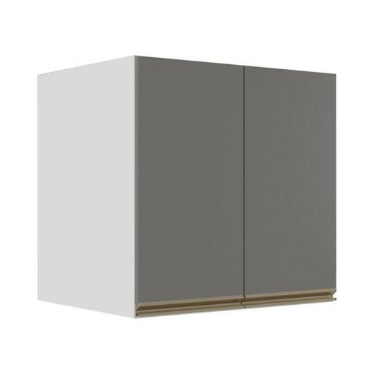 Módulo Armário Aéreo 68x60x56cm 2 Portas 100% MDF Cozinha Modulada Gold J Robel Branco/Cinza Matte