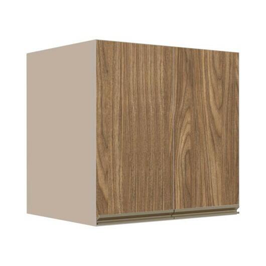 Módulo Armário Aéreo 68x60x56cm 2 Portas 100% MDF Cozinha Modulada Gold J Robel Fendi/Amendoeira BP