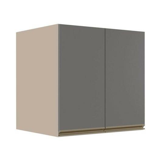Módulo Armário Aéreo 68x60x56cm 2 Portas 100% MDF Cozinha Modulada Gold J Robel Fendi/Cinza Matte