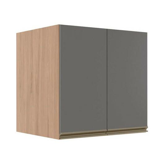 Módulo Armário Aéreo 68x60x56cm 2 Portas 100% MDF Cozinha Modulada Gold J Robel Hanover/Cinza Matte