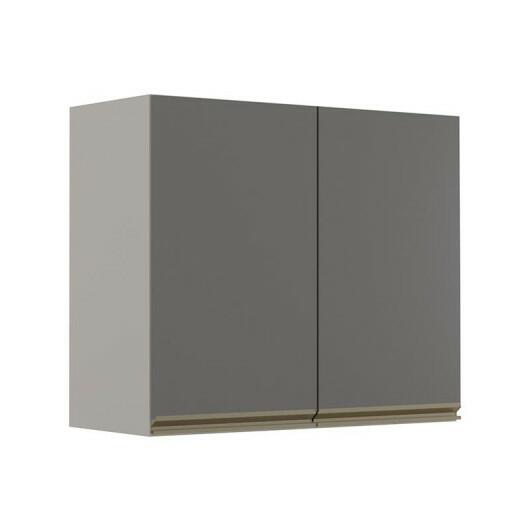 Módulo Armário Aéreo 68x80 2 Portas 100% MDF Cozinha Modulada Gold Robel Fendi/Cinza