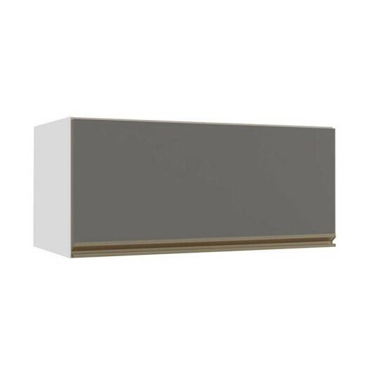 Módulo Armário Aéreo 80cm Porta Basculante 100% MDF Cozinha Modulada Gold J Robel Branco/Cinza Matte