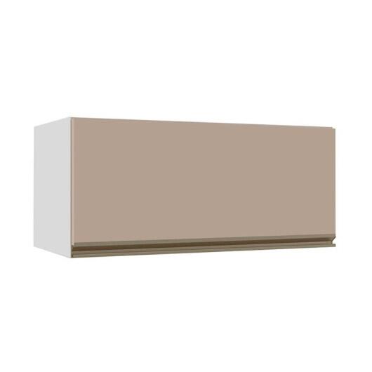 Módulo Armário Aéreo 80cm Porta Basculante 100% MDF Cozinha Modulada Gold J Robel Branco/Fendi Matte