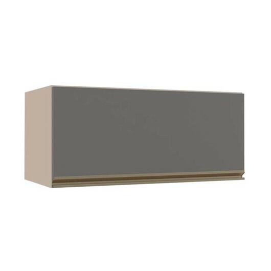 Módulo Armário Aéreo 80cm Porta Basculante 100% MDF Cozinha Modulada Gold J Robel Fendi/Cinza Matte