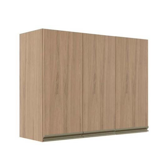 Módulo Armário Aéreo 88x120x34cm 3 Portas 100% MDF Cozinha Modulada Gold J Robel Hanover/Hanover