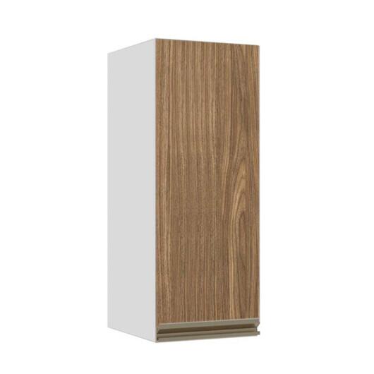 Módulo Armário Aéreo 88x35x34cm 1 Porta 100% MDF Cozinha Modulada Gold J Robel Branco/Amendoeira BP