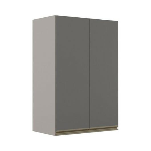 Módulo Armário Aéreo 88x60 2 Portas 100% MDF Cozinha Modulada Gold Robel Fendi/Cinza