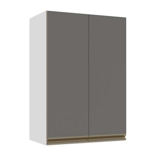 Módulo Armário Aéreo 88x60x34cm 2 Portas 100% MDF Cozinha Modulada Gold J Robel Branco/Cinza Matte