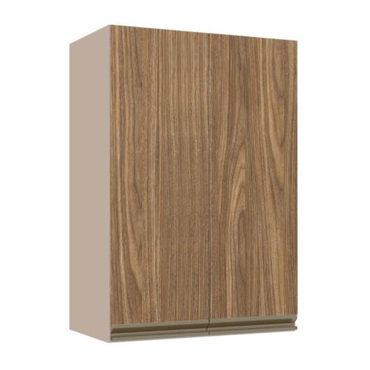 Módulo Armário Aéreo 88x60x34cm 2 Portas 100% MDF Cozinha Modulada Gold J Robel Fendi/Amendoeira BP