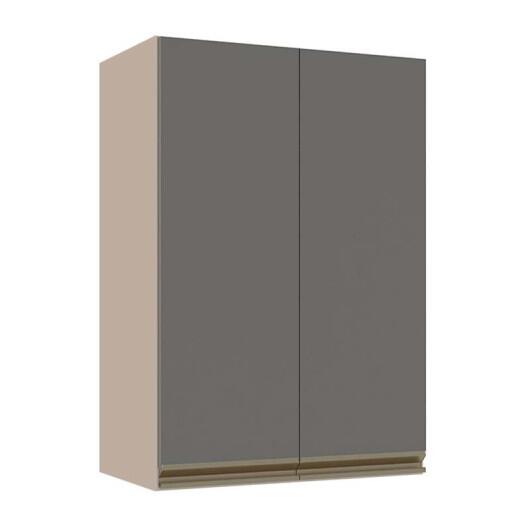 Módulo Armário Aéreo 88x60x34cm 2 Portas 100% MDF Cozinha Modulada Gold J Robel Fendi/Cinza Matte